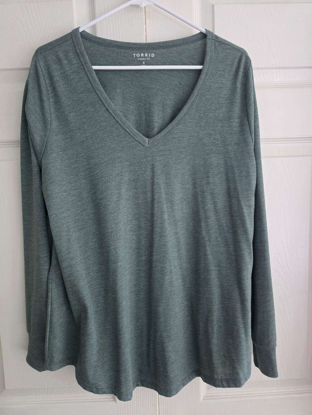 Torrid Long Sleeve V-Neck Top in Sage Green